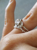 3Ct Round Cut Diamond Floral Twig Bridal Set Engagement Ring 14K White Gold Over