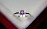 0.3ct Engagement Ring Oval Cut Amethyst Trilogy Minimalist 14k White Gold Finish