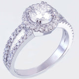 Halo Split Shank Engagement Ring 2.3ct Round Cut Diamond 14k White Gold Finish