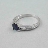 1.35ct Engagement Ring Oval Cut Blue Sapphire Split Shank 14k White Gold Finish