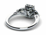 2.1ct Radiant Cut Diamond Three Stone Engagement Ring 14k White Gold Finish