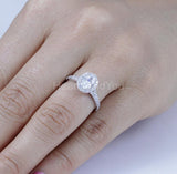 2.2ct Oval Cut Simulated Diamond Halo Engagement Ring 14k Rose Gold Plated