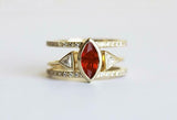 2.2ct Marquise Red Garnet Engagement Ring Cocktail Two Row 14k Yellow Gold Over