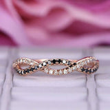 1ct Round Cut White and Black Diamond Wedding Band Infinity 14k Rose Gold Finish