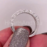 0.2ct Round Cut Moissanite Vintage-Inspired Wedding Band 14k White Gold Plated