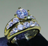 4ct Round Cut Diamond Engagement Ring 14k Yellow Gold Finish Bridal Set Promise