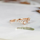 1.2ct Round Cut Diamond Wedding Band Curved Half Eternity 14k Rose Gold Finish