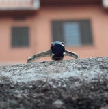 0.6ct Engagement Ring Oval Cut Blue Sapphire Solitaire Women 14k White Gold Over