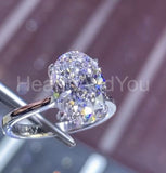 2.25ct Oval Simulated Diamond Hidden Halo Engagement Ring 14k White Gold Plated