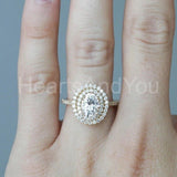 2.3ct Oval Simulated Diamond Dual Halo Engagement Ring 14k Yellow Gold Plated