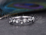 0.4ct Round Cut Moissanite Leaf Vine Anniversary Women Band 14k WhiteGold Plated