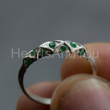 0.5ct Round Cut Simulated Emerald Dainty Wedding Band 14k Yellow Gold Plated