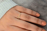 0.45ct Round Cut Diamond Engagement Ring Love Word Design 14k Yellow Gold Finish
