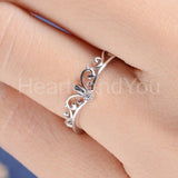 0.1ct Round Cut Moissanite Princess Crown Engagement Ring 14k White Gold Plated