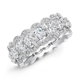6ct Round Cut Diamond Milgrain Eternity Wedding Ring Band 14k White Gold Finish