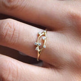0.12ct Round Cut Moissanite Split Shank Twig Engage Ring 14k Yellow Gold Plated