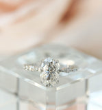 2.2ct Elongated Oval Cut Simulated Diamond Accented Ring 14k White Gold Plated