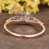 2.3ct Round Cut Diamond Engagement Ring Accents Solitaire 14k Rose Gold Finish