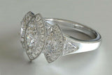 3ct Marquise Diamond Engagement Ring Halo Milgrain Trilogy 14k White Gold Finish