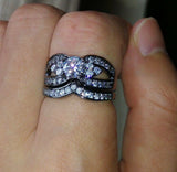 3ct Round Cut Diamond Engagement Ring 14k WhiteGold Finish Split Band Bridal Set