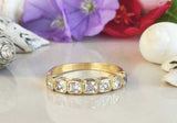 2ct Wedding Band Princess Cut Diamond Milgrain Stackable 14k Yellow Gold Finish