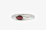 0.5ct Pear Cut Pink Ruby Teardrop Minimalist Engagement Ring 14k White Gold Over