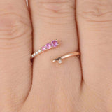 1ct Round Cut Pink Sapphire Open Bypass Design Engagement Ring 14k RoseGold Over