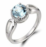 2.25ct Round Cut Blue Aquamarine Split Shank Halo Ring 14k White Gold Finish