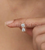 1ct Round Cut Moissanite Kitten Design Pendant with Chain 14k Rose Gold Plated