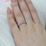 0.6ct Round Cut Black Diamond Wedding Band Petite Bubbly 14k White Gold Finish