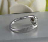 0.4ct Round Cut Black Diamond Engagement Ring Swirl Twist 14k White Gold Finish