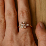 1.7ct Engagement Ring Oval Cut Peach Morganite Diamond Halo 14k Rose Gold Finish