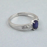 1ct Engagement Ring Oval Cut Sapphire Round Diamond Accent 14k White Gold Finish
