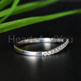 0.5ct Round Cut Moissanite Minimal Curved Stackable Band 14K White Gold Plated
