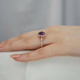 1.2ct Cushion Cut Purple Amethyst Vintage Engagement Ring 14k Rose Gold Finish