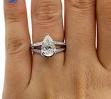 5Ct Pear Cut Diamond Split Shank Solitaire Engagement Ring 14K White Gold Finish