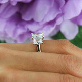 2ct Radiant Cut VVS1 D Diamond Solitaire Engagement Ring 14k White Gold Finish
