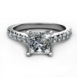 1.9ct Princess Cut Diamond Thin Solitaire Engagement Ring 14k White Gold Finish