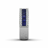2ct Princess Cut Blue Sapphire Eternity Wedding Band Ring 14k White Gold Finish