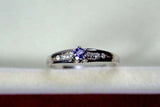 0.3ct Round Cut Blue Tanzanite Diamond Accent Solitaire Ring 14k White Gold Over