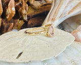 1ct Pear Cut Simulated Peach Morganite Solitaire Ring 14k White Gold Plated