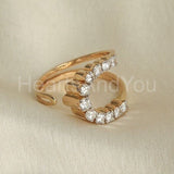 0.5ct Round Cut Moissanite Open Cuff Cocktail Engage Ring 14k Yellow Gold Plated