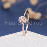0.3ct Pear Cut Simulated Peach Morganite Solitaire Ring 14k Rose Gold Plated