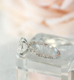 2.2ct Elongated Oval Cut Simulated Diamond Accented Ring 14k White Gold Plated