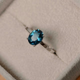 2.25ct Engagement Ring Oval Cut London Blue Topaz Solitaire 14k White Gold Over