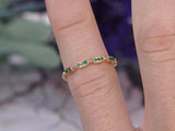 0.7ct Round Cut Green Emerald Stackable Half Eternity Band 14k Yellow Gold Over