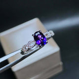 2.2ct Engagement Ring Oval Purple Amethyst Short Link Shank 14k White Gold Over