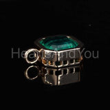 1ct Asscher Simulated Green Emerald Bezel Pendant 14k YellowGold Plated NO CHAIN