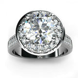 3ct Round Cut VVS1D Diamond Halo Stylish Engagement Ring 14k White Gold Finish