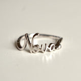 0.1ct Round Cut Moissanite Custom Name Engagement Ring 14K Yellow Gold Plated